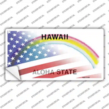 Hawaii with American Flag Novelty Sticker Decal