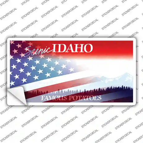 Idaho with American Flag Novelty Sticker Decal