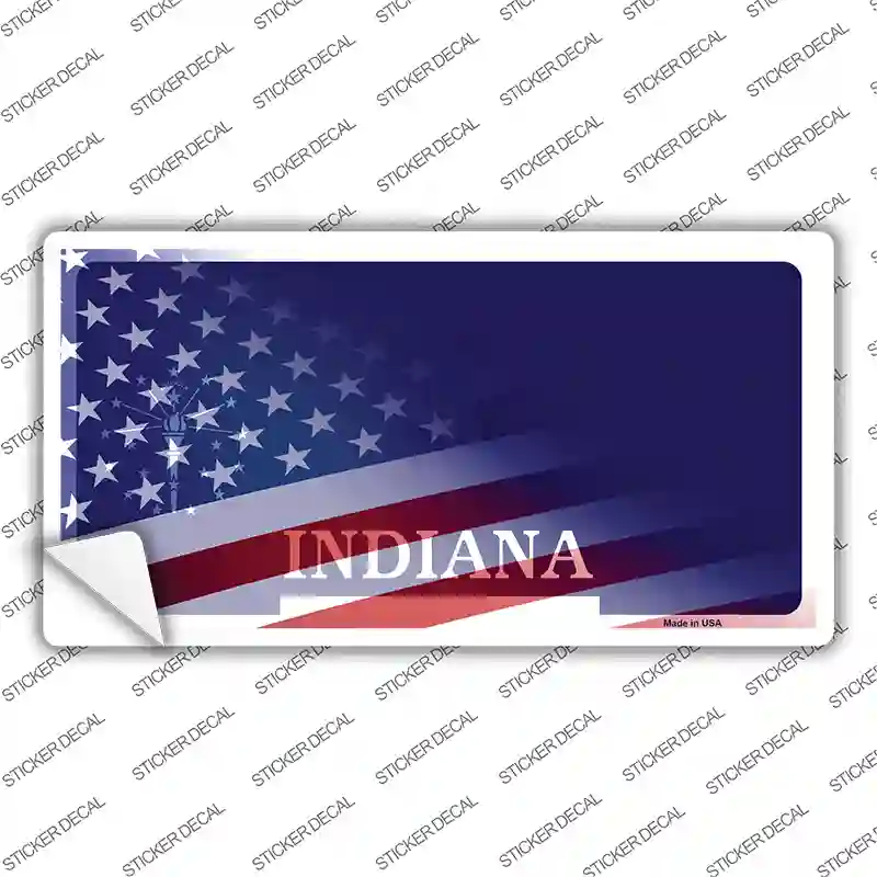 Indiana with American Flag Novelty Sticker Decal
