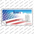 Iowa with American Flag Novelty Sticker Decal