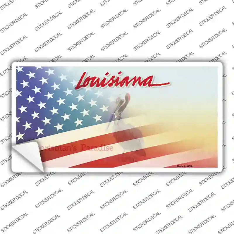 Louisiana with American Flag Novelty Sticker Decal