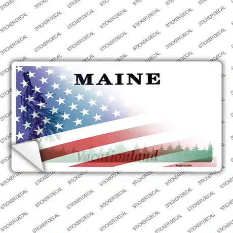Maine with American Flag Novelty Sticker Decal