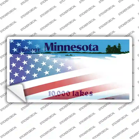 Minnesota with American Flag Novelty Sticker Decal