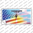 Mississippi with American Flag Novelty Sticker Decal