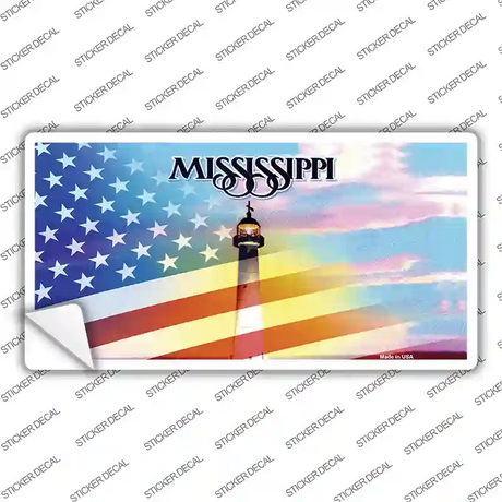 Mississippi with American Flag Novelty Sticker Decal