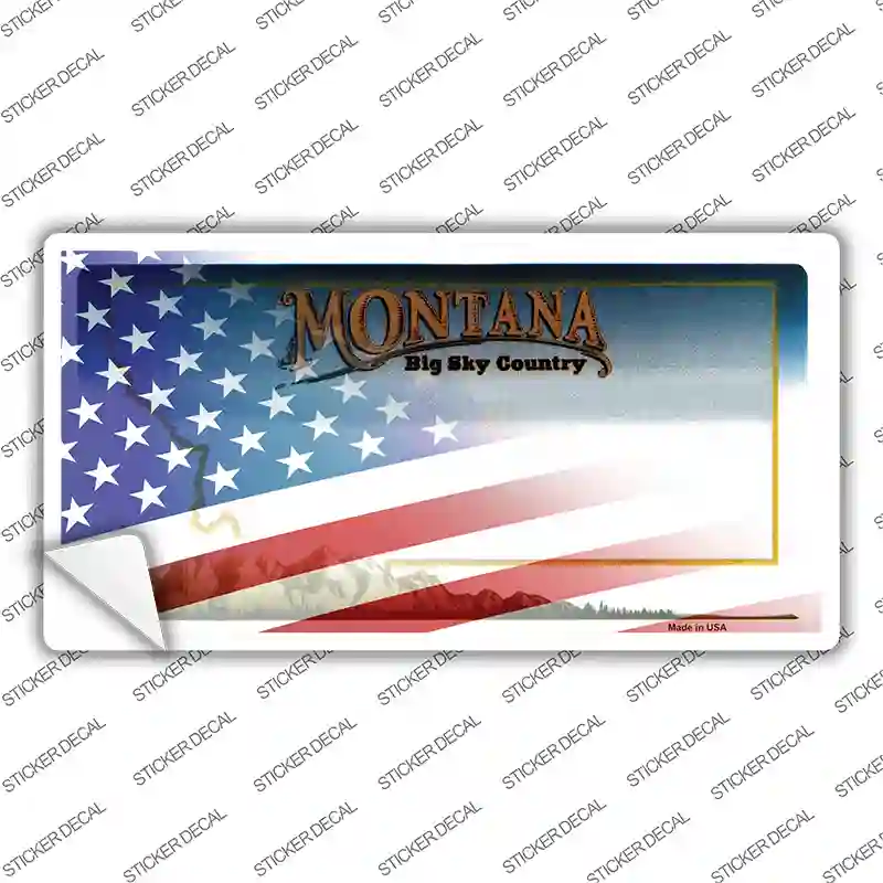 Montana with American Flag Novelty Sticker Decal