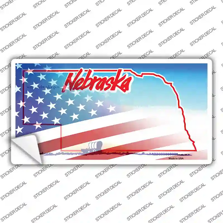 Nebraska with American Flag Novelty Sticker Decal