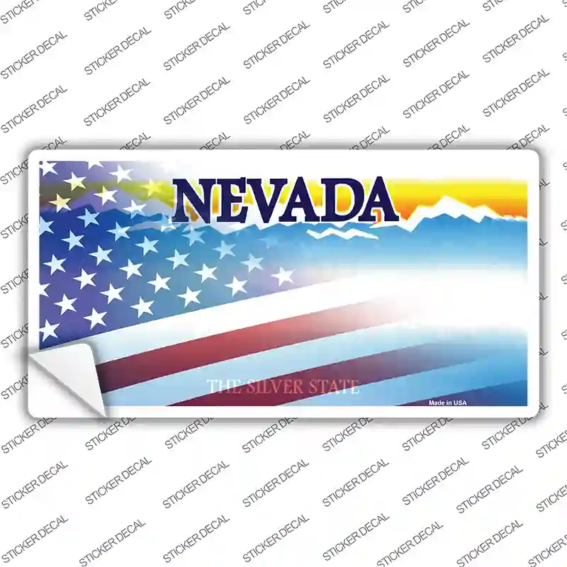 Nevada with American Flag Novelty Sticker Decal