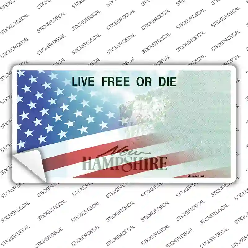 New Hampshire with American Flag Novelty Sticker Decal
