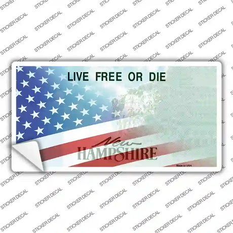 New Hampshire with American Flag Novelty Sticker Decal