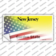 New Jersey with American Flag Novelty Sticker Decal
