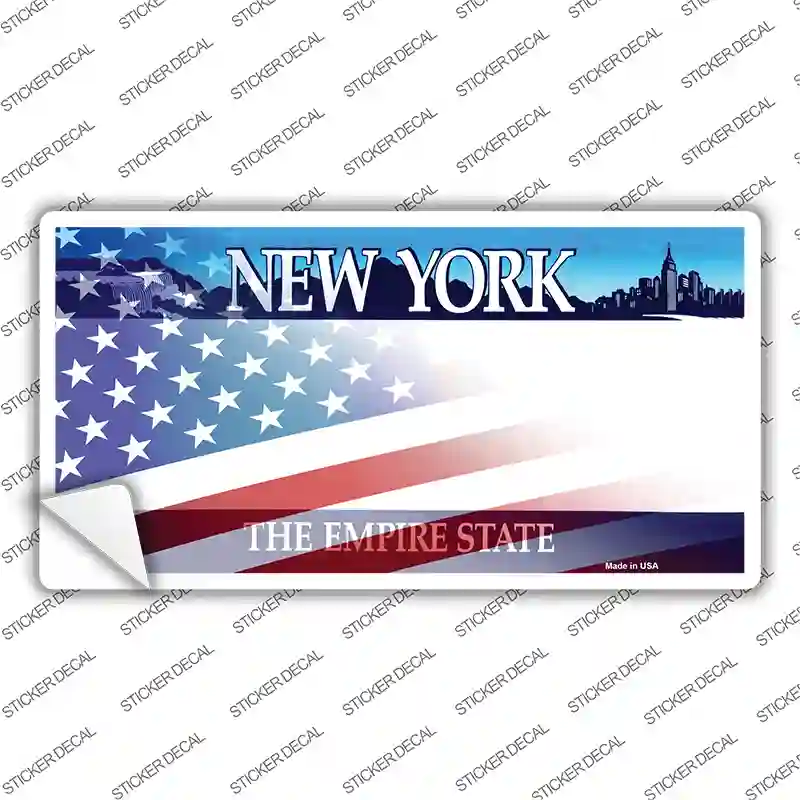 New York with American Flag Novelty Sticker Decal