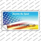 North Dakota with American Flag Novelty Sticker Decal