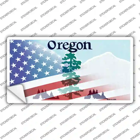 Oregon with American Flag Novelty Sticker Decal