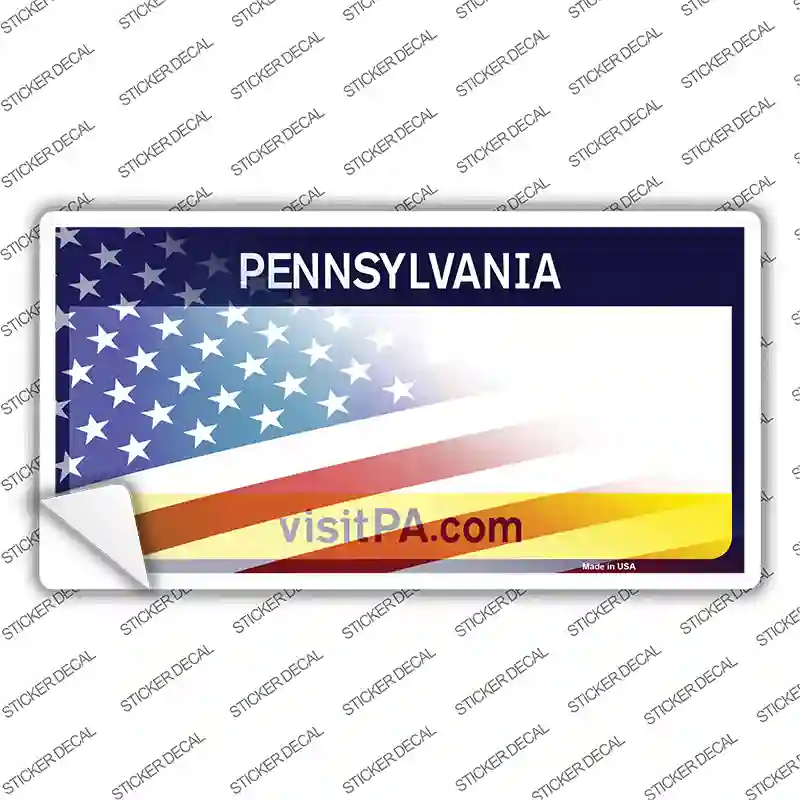 Pennsylvania with American Flag Novelty Sticker Decal