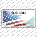 Rhode Island with American Flag Novelty Sticker Decal
