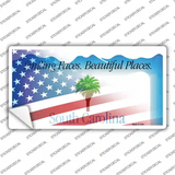 South Carolina with American Flag Novelty Sticker Decal