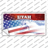 Utah with American Flag Novelty Sticker Decal