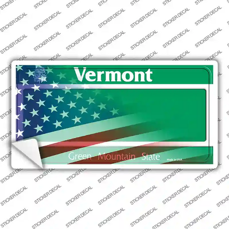 Vermont with American Flag Novelty Sticker Decal