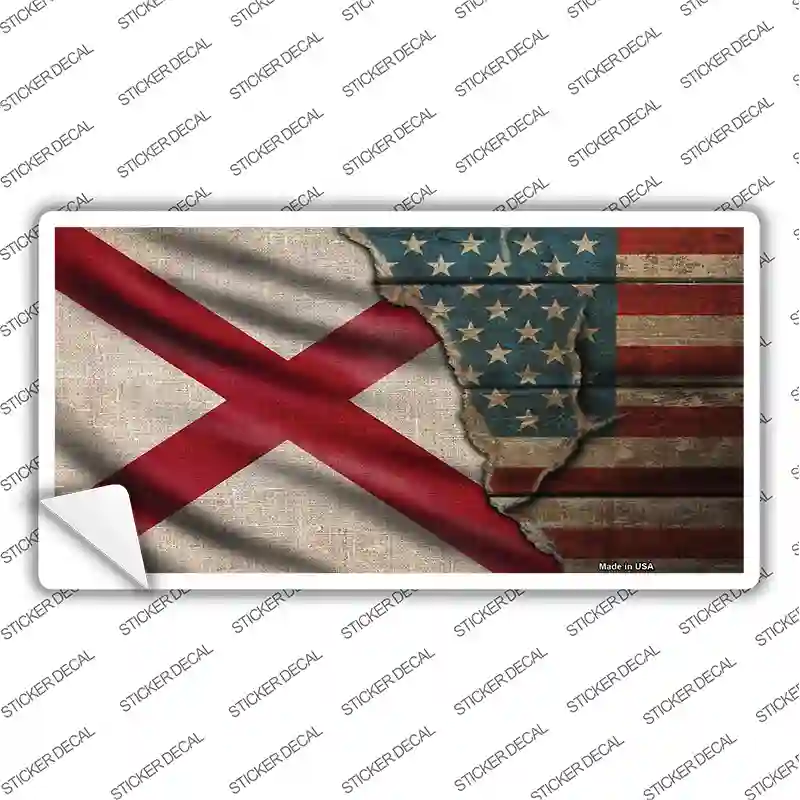 Alabama/American Flag Novelty Sticker Decal