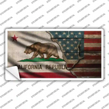 California/American Flag Novelty Sticker Decal