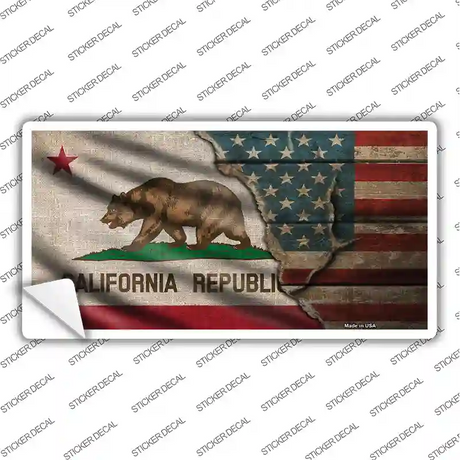 California/American Flag Novelty Sticker Decal