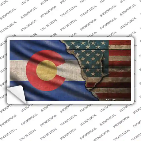 Colorado/American Flag Novelty Sticker Decal