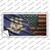Connecticut/American Flag Novelty Sticker Decal