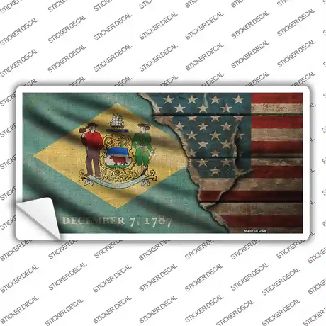 Delaware/American Flag Novelty Sticker Decal
