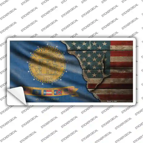 Georgia/American Flag Novelty Sticker Decal