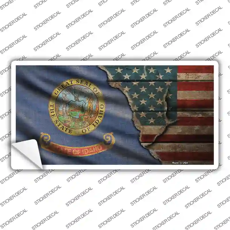 Idaho/American Flag Novelty Sticker Decal