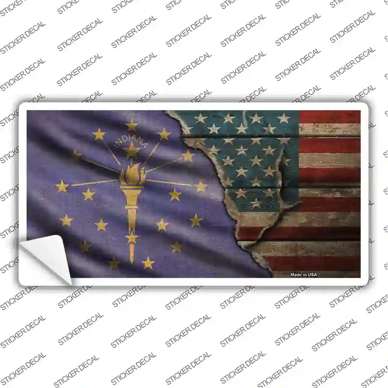 Indiana/American Flag Novelty Sticker Decal