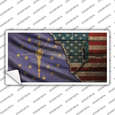 Indiana/American Flag Novelty Sticker Decal