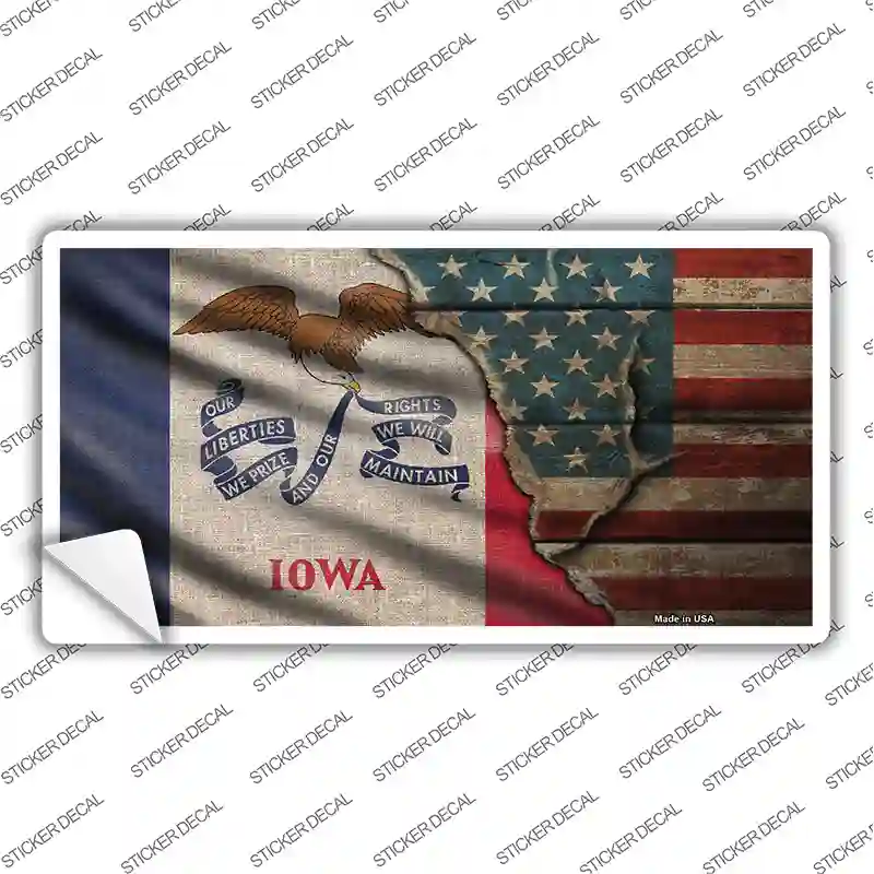 Iowa/American Flag Novelty Sticker Decal