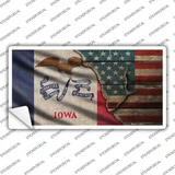 Iowa/American Flag Novelty Sticker Decal