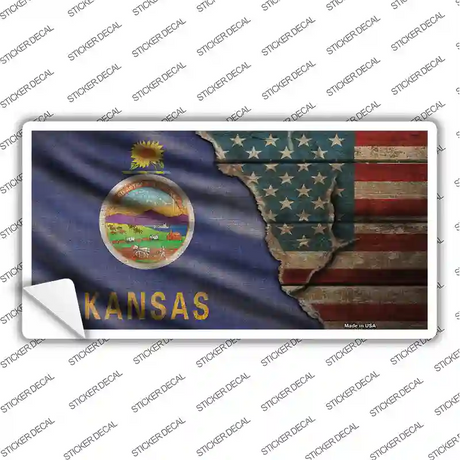 Kansas/American Flag Novelty Sticker Decal