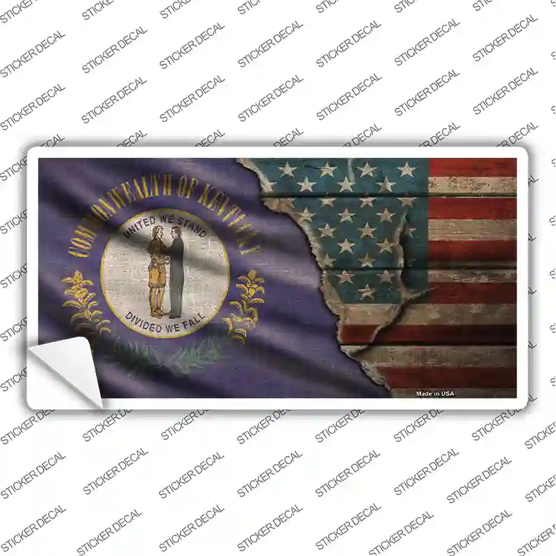 Kentucky/American Flag Novelty Sticker Decal