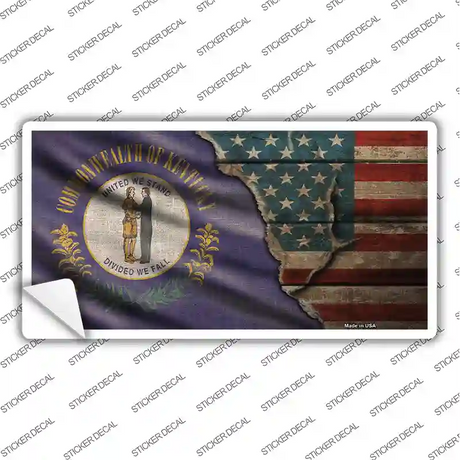 Kentucky/American Flag Novelty Sticker Decal