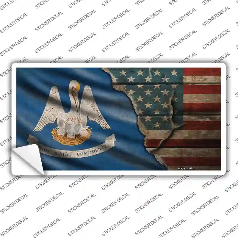 Louisiana/American Flag Novelty Sticker Decal