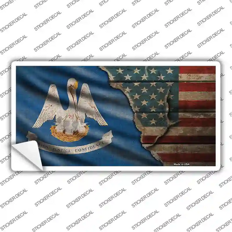 Louisiana/American Flag Novelty Sticker Decal
