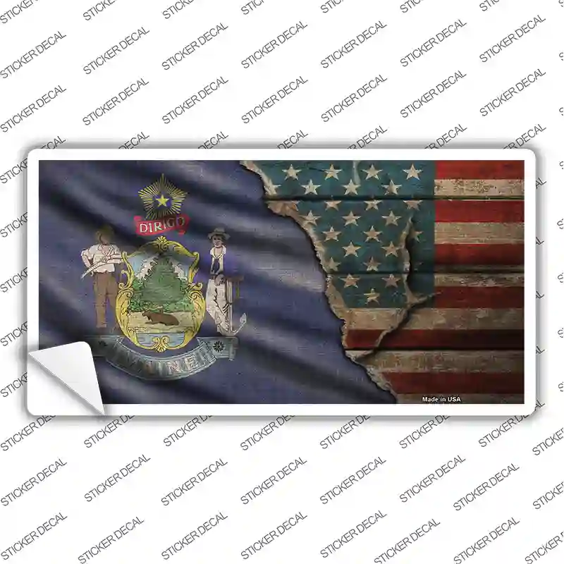 Maine/American Flag Novelty Sticker Decal
