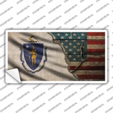 Massachusetts/American Flag Novelty Sticker Decal