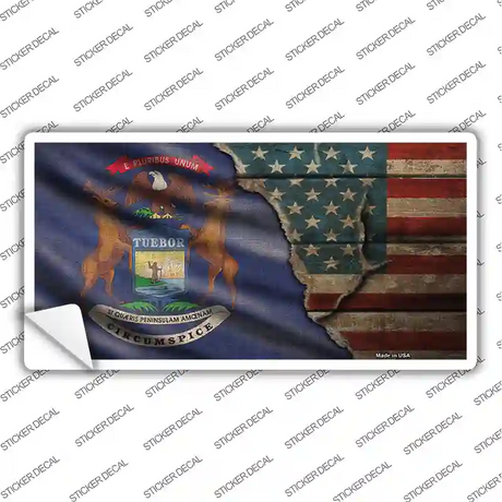Michigan/American Flag Novelty Sticker Decal