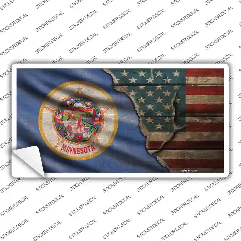 Minnesota/American Flag Novelty Sticker Decal
