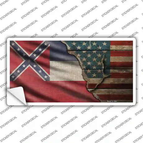 Mississippi/American Flag Novelty Sticker Decal