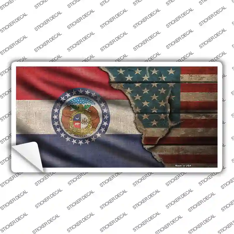 Missouri/American Flag Novelty Sticker Decal