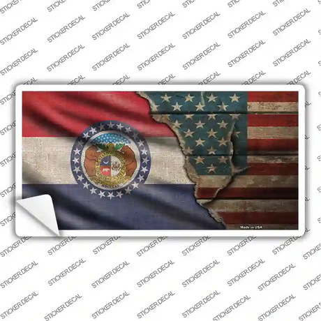 Missouri/American Flag Novelty Sticker Decal