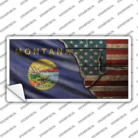 Montana/American Flag Novelty Sticker Decal