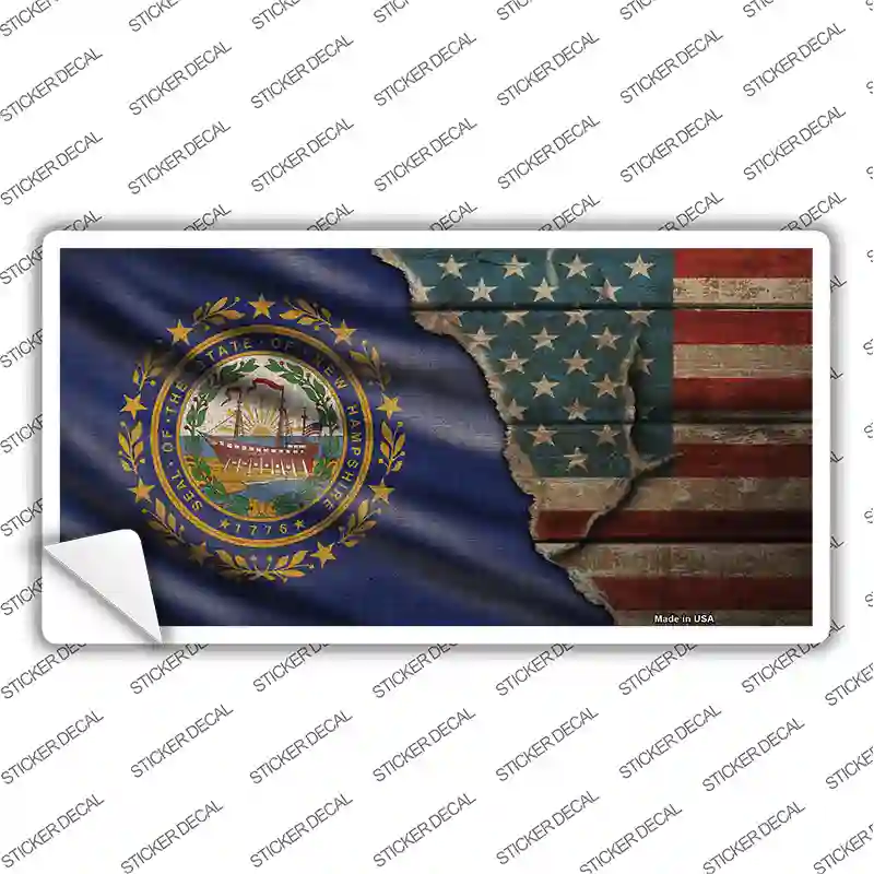 New Hampshire/American Flag Novelty Sticker Decal