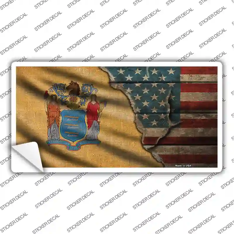 New Jersey/American Flag Novelty Sticker Decal